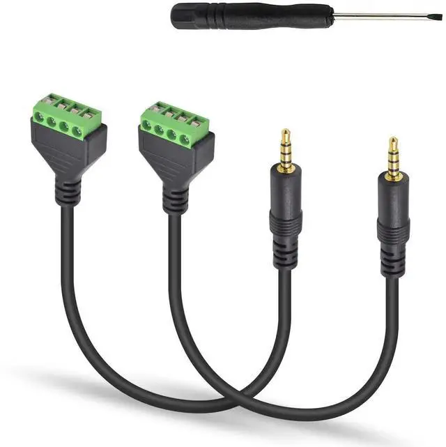 Main image of 2 Pack 30cm 3.5mm TRRS 4-Pole Male to 4 Pin Screw Terminal Block Audio Cable Solderless Speaker Wire Headphone AV Wiring Adapter Cord