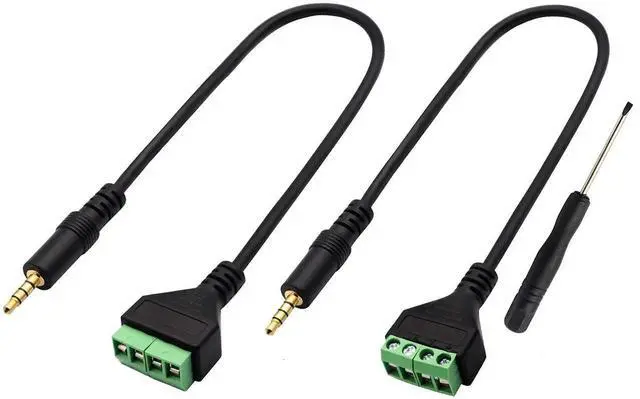 Main image of 2 Pack 30CM 3.5mm 1/8 Inch 4-Pole TRRS Male to 4 Pin Screw Terminal Block Cable Solderless Stereo Audio Balun Wiring Adapter Cord