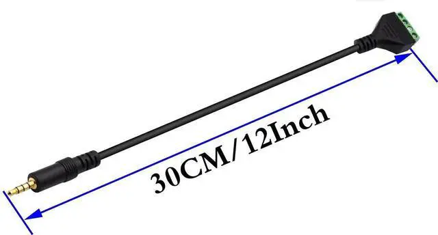 Alt view image 5 of 7 - 2 Pack 30CM 3.5mm 1/8 Inch 4-Pole TRRS Male to 4 Pin Screw Terminal Block Cable Solderless Stereo Audio Balun Wiring Adapter Cord