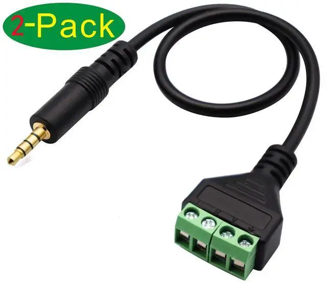 Alt view image 7 of 7 - 2 Pack 30CM 3.5mm 1/8 Inch 4-Pole TRRS Male to 4 Pin Screw Terminal Block Cable Solderless Stereo Audio Balun Wiring Adapter Cord