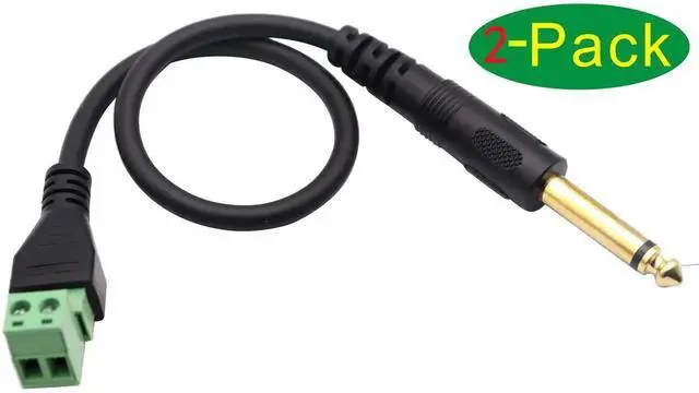 Alt view image 6 of 7 - 2 Pack 30CM 6.35mm 1/4 Inch 2-Pole Mono Male to 2 Pin Screw Terminal Block Cable Solderless Shielded Microphone Audio Wiring Adapter Cord