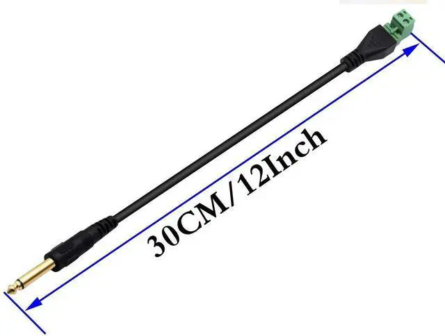 Alt view image 5 of 7 - 2 Pack 30CM 6.35mm 1/4 Inch 2-Pole Mono Male to 2 Pin Screw Terminal Block Cable Solderless Shielded Microphone Audio Wiring Adapter Cord