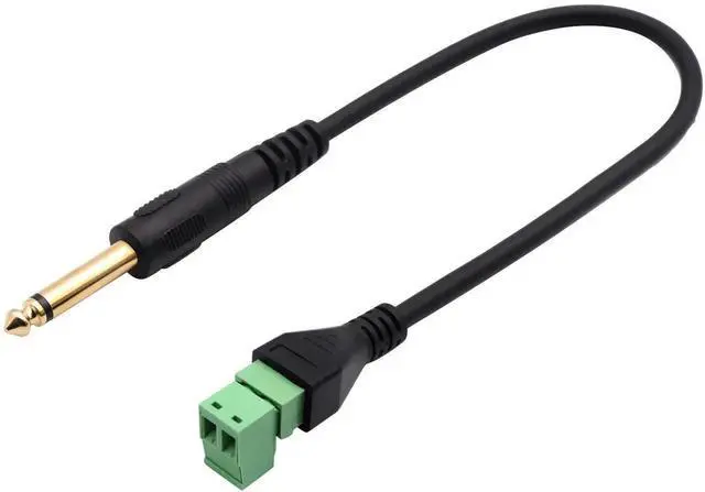 Alt view image 4 of 7 - 2 Pack 30CM 6.35mm 1/4 Inch 2-Pole Mono Male to 2 Pin Screw Terminal Block Cable Solderless Shielded Microphone Audio Wiring Adapter Cord