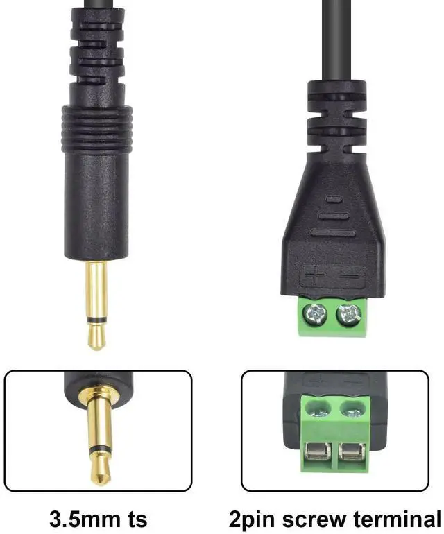 Alt view image 6 of 7 - 2 Pack 30cm 3.5mm 1/8 Inch TS Mono Male to 2 Pin Screw Terminal Cable Solderless Headphone Audio Balun Wiring Adapter Cord