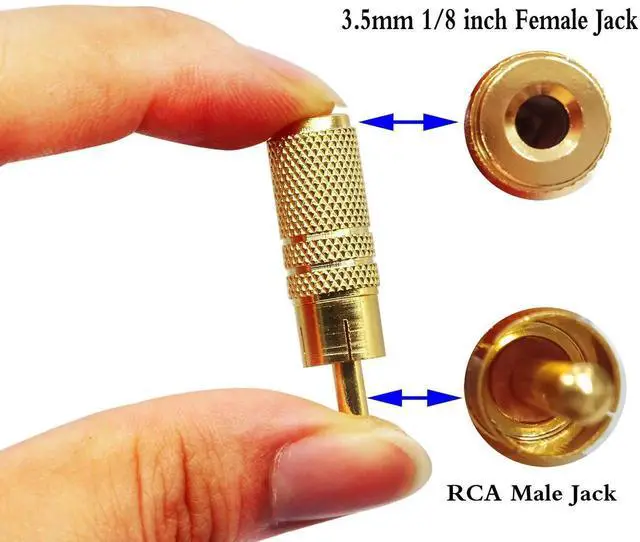Alt view image 2 of 7 - 5 Pack Gold Plated 3.5mm Female to RCA Male Audio Adapter Metal 1/8 Inch Stereo Jack Connector for Headphone Speaker Audio Conversion