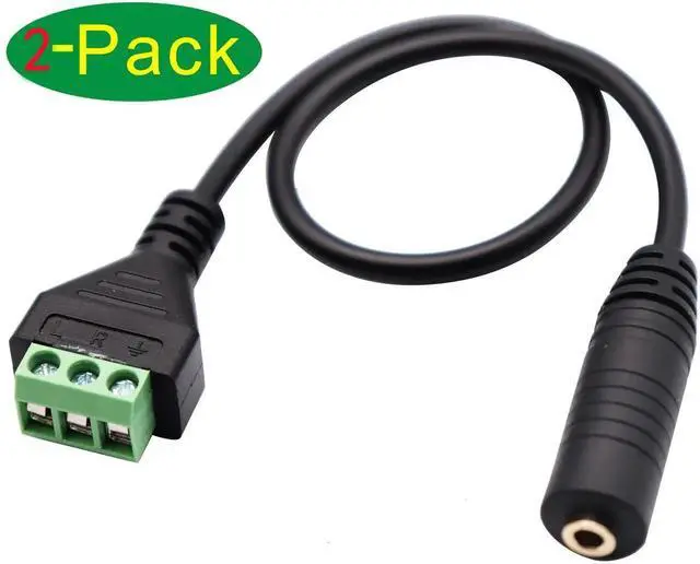 Alt view image 2 of 7 - 2 Pack 30cm 3.5mm 1/8 Inch 3-Pole Stereo Female to 3 Pin Screw Terminal Block Cable Solderless AV Audio Headphone Wiring Adapter Cord