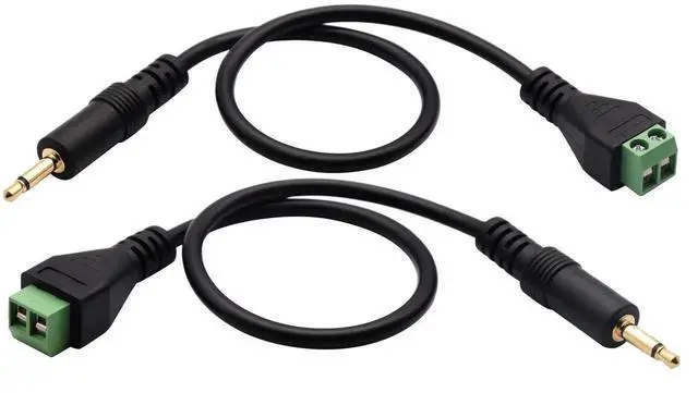Alt view image 2 of 7 - 2 Pack 30cm 3.5mm 1/8 Inch 2-Pole TS Mono Male to 2 Pin Screw Terminal Block Cable Solderless AUX Audio Headphone Wiring Adapter Cord