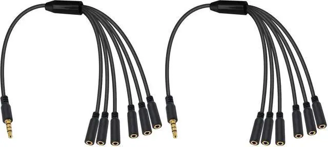 Main image of 2 Pack 1.5FT 3.5mm TRRS 1 to 6 Ways Audio Splitter Cable 1/8 Inch Male to 6 Female Stereo Headphone Aux Cord for Phone Laptop Headset Earphone
