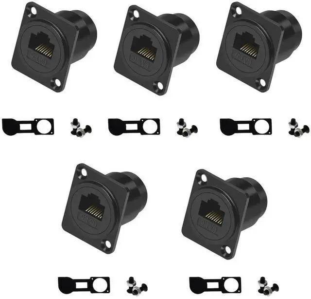 Main image of 5 Packs RJ45 Panel Mount Coupler 8P8C Female to Female Ethernet Connector CAT5 CAT5E CAT6 CAT6A LAN Port Extender Wall Panel Mount Network Adapter