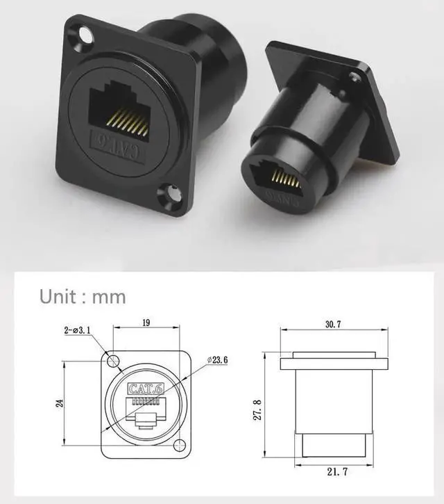 Alt view image 5 of 6 - 5 Packs RJ45 Panel Mount Coupler 8P8C Female to Female Ethernet Connector CAT5 CAT5E CAT6 CAT6A LAN Port Extender Wall Panel Mount Network Adapter