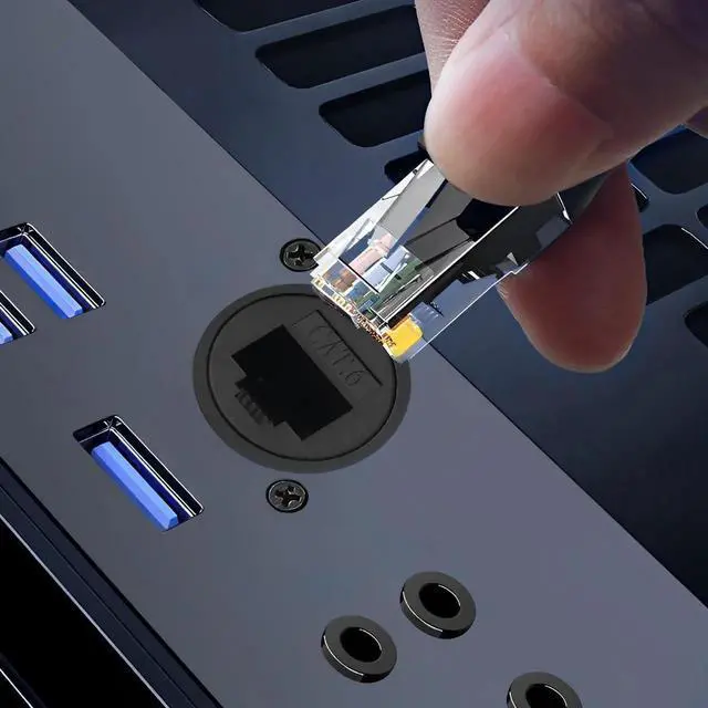 Alt view image 3 of 6 - 5 Packs RJ45 Panel Mount Coupler 8P8C Female to Female Ethernet Connector CAT5 CAT5E CAT6 CAT6A LAN Port Extender Wall Panel Mount Network Adapter
