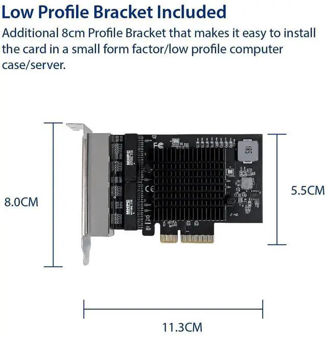 Alt view image 5 of 6 - Quad 2.5G PCIe Network Card, 4 Ports RJ45 Ethernet NIC with Realtek RTL8125 Chip, 10/100/1000/2500Mbps PCI Express LAN Adapter Black SI-PEX24077