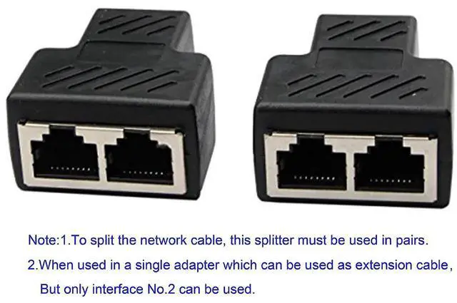 Alt view image 4 of 5 - 1 Pair RJ45 Network Splitter 1 Female to 2 Female Ethernet LAN Connector Adapter for Dual Devices Simultaneous Networking