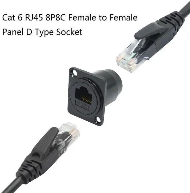 Alt view image 6 of 6 - 2Pcs D-Type RJ45 Panel Mount Coupler, Cat6 Female to Female Through Ethernet Socket with Mounting Screws Network Extension Adapter
