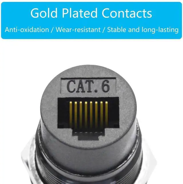 Alt view image 7 of 7 - 2Pcs Cat6 RJ45 Panel Mount Coupler, Female to Female Through Ethernet Socket with Threaded Fixing & Dust Cap, Gigabit Network Extension Adapter