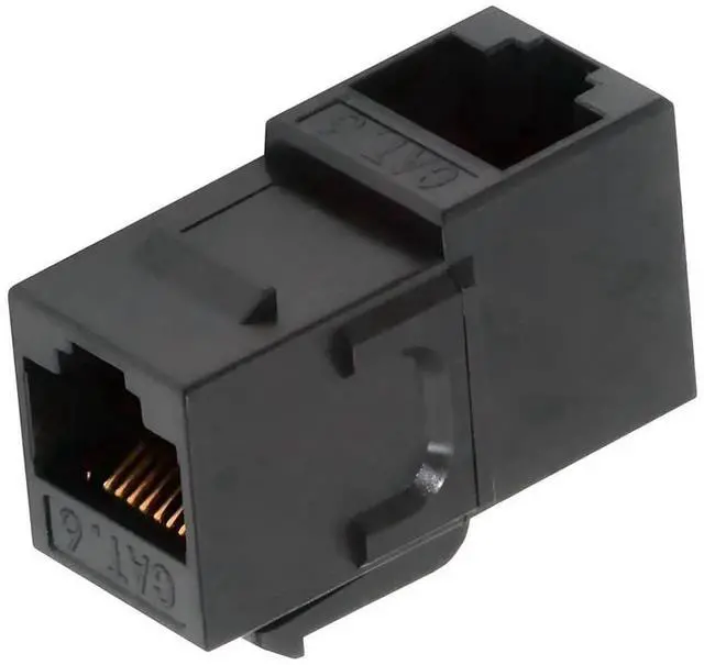 Main image of 90 Degree Up Angled CAT6 RJ45 Keystone Coupler, UTP Female to Female Inline Keystone Insert Adapter Black for Wall Plate Network Panel