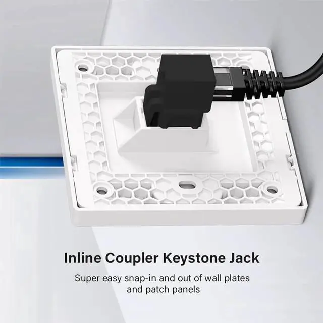 Alt view image 4 of 7 - 90 Degree Up Angled CAT6 RJ45 Keystone Coupler, UTP Female to Female Inline Keystone Insert Adapter Black for Wall Plate Network Panel
