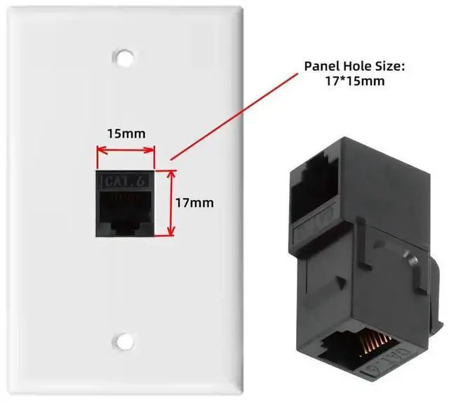 Alt view image 7 of 7 - 90 Degree Up Angled CAT6 RJ45 Keystone Coupler, UTP Female to Female Inline Keystone Insert Adapter Black for Wall Plate Network Panel