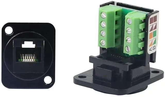 Alt view image 6 of 6 - Black D-Type RJ45 Keystone Jack, Cat5e 8P8C Screw Terminal Panel Mount Modular Female Network Connector