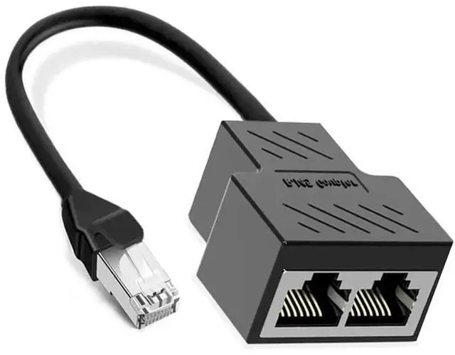 Main image of 1 to 2 Port RJ45 Ethernet Splitter, RJ45 Male to Dual Female Network LAN Splitter Adapter Compatible with Cat5 Cat5e Cat6 Cat7 for Router TV Set-Top Box