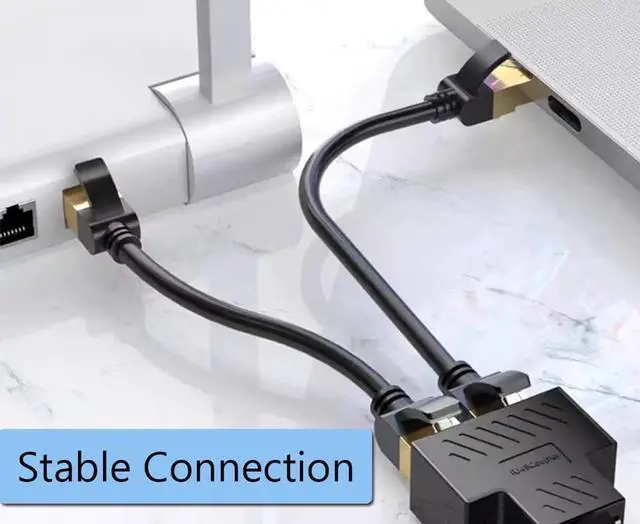 Alt view image 5 of 6 - 1 to 2 Port RJ45 Ethernet Splitter, RJ45 Male to Dual Female Network LAN Splitter Adapter Compatible with Cat5 Cat5e Cat6 Cat7 for Router TV Set-Top Box