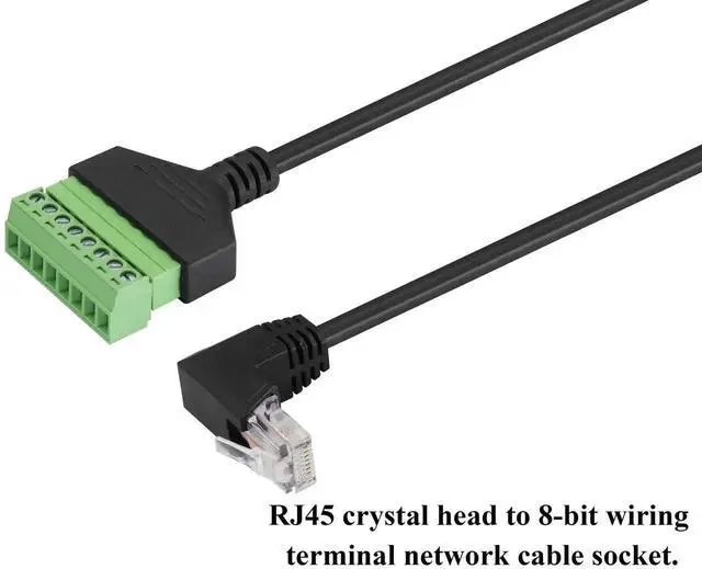 Alt view image 4 of 7 - 2 Pack 30cm Up Bend 90 Degree RJ45 Male to 8 Pin Screw Terminal Cable, Cat5 Cat6 Cat7 Solderless Ethernet Terminal Block Adapter Cord for CCTV DVR Network Wiring
