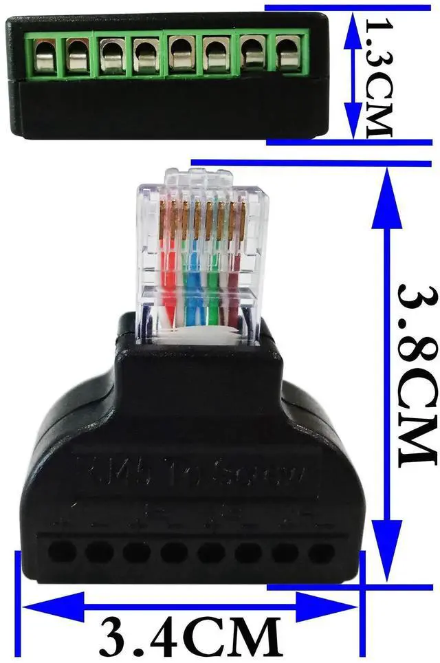 Alt view image 7 of 7 - 1 Pack Gold Plated RJ45 Male to 8P8C Screw Terminal Connector, UTP Ethernet Plug Adapter for Cat5 Cat6 Cat7 AV CCTV Network Wiring