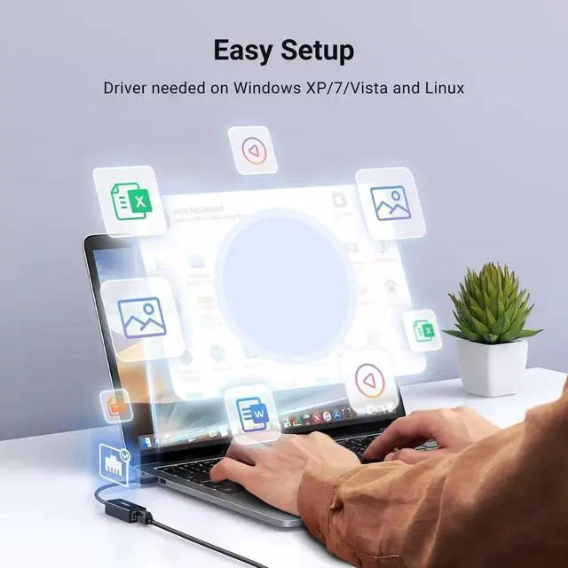 Alt view image 2 of 7 - UGREEN USB to Ethernet Adapter, 10/100Mbps RJ45 Wired LAN Dongle with AX88772D Chip Compatible with MacBook Chromebook Windows macOS Linux Nintendo Switch
