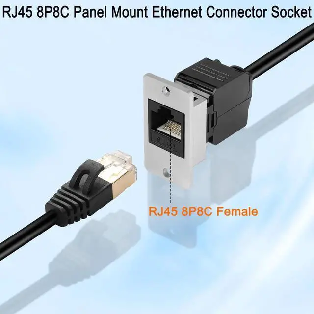 Alt view image 7 of 7 - CAT6 No-Tool RJ45 Panel Mount Socket, 8P8C Female Ethernet Crimp Connector Support T568A/B Wiring Standard for Desktop Wall Equipment Panel Installation