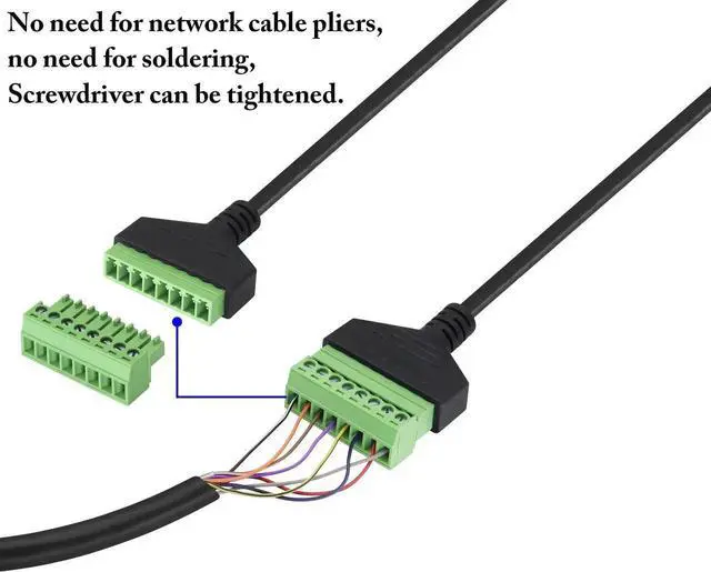 Alt view image 4 of 7 - 2 Pack 30cm RJ45 Female to 8 Pin Screw Terminal Cable, Solderless 8P8C Ethernet Inline Connector Cord for AV CCTV DVR Network Wiring