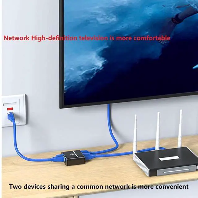 Alt view image 3 of 7 - 1 to 2 Port Gigabit Ethernet Splitter, 1000Mbps High Speed LAN Network Splitter Adapter 1 In 2 Out Support Cat7 Cat8 for Two Devices Simultaneous Networking