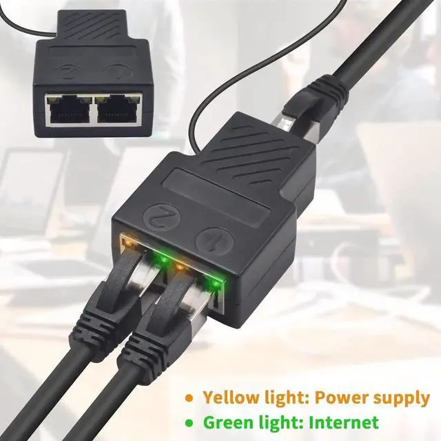 Alt view image 2 of 7 - RJ45 Ethernet Splitter Adapter, 1 In 2 Out Network Extension Connector Compatible Cat5 Cat5e Cat6 Cat7 for Router TV Box PC Laptop Dual Devices Simultaneous Networking