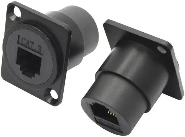 Alt view image 3 of 7 - 2Pcs D-Type RJ11 Panel Mount Socket, 6P4C Cat3 Female to Female Through Telephone Coupler with Mounting Screws Landline Extension Adapter