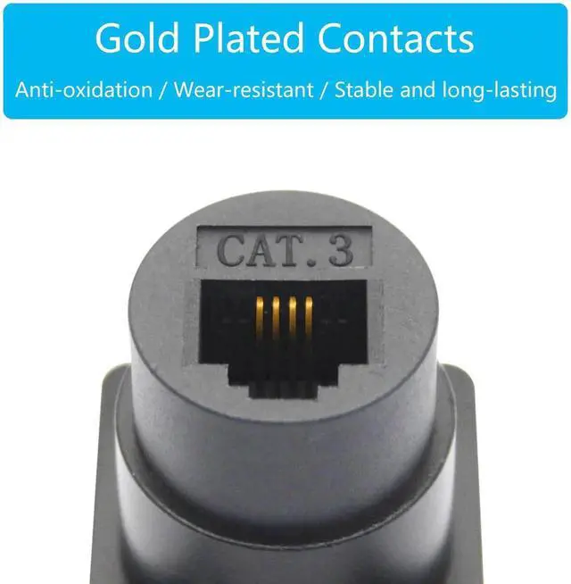 Alt view image 4 of 7 - 2Pcs D-Type RJ11 Panel Mount Socket, 6P4C Cat3 Female to Female Through Telephone Coupler with Mounting Screws Landline Extension Adapter