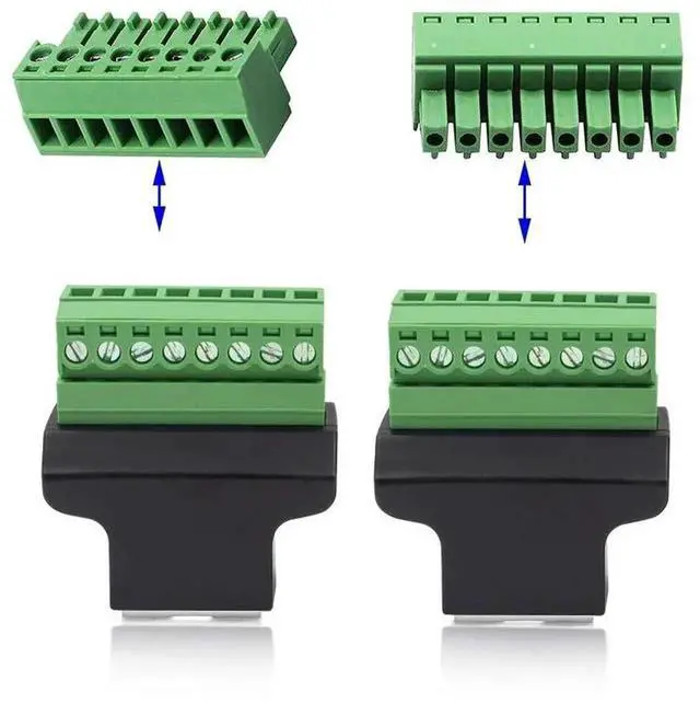 Alt view image 5 of 5 - 2 Pack RJ45 8P8C Female to 8 Pin Screw Terminal Breakout Adapter, Solderless Ethernet Terminal Connector for Cat5 Cat5e Cat6 Cat7 CCTV DVR Network Extension