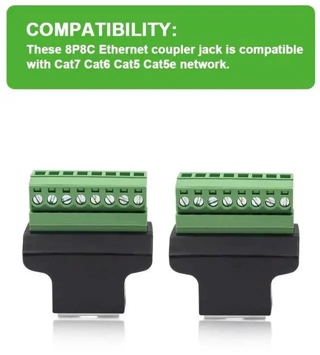 Alt view image 3 of 5 - 2 Pack RJ45 8P8C Female to 8 Pin Screw Terminal Breakout Adapter, Solderless Ethernet Terminal Connector for Cat5 Cat5e Cat6 Cat7 CCTV DVR Network Extension