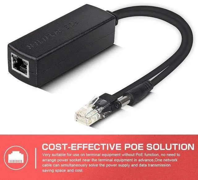 Alt view image 2 of 7 - 2 Pack Active PoE Splitter 48V to 12V, IEEE 802.3af Compliant 10/100Mbps Power Over Ethernet Adapter for CCTV Camera WAP VoIP Phone, Max 100m Transmission