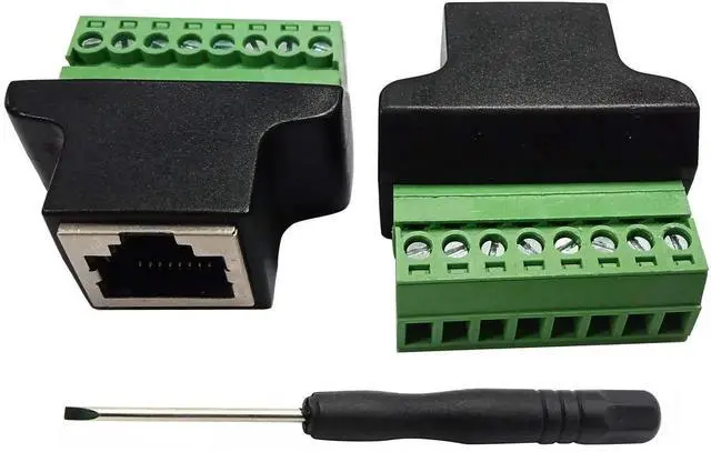 Main image of 2 Pack RJ45 Female to 8P8C Screw Terminal Ethernet Cable, 300V 8A UTP Inline Network Connector Cord for Cat5 Cat5e Cat6 Cat7 AV CCTV DVR Wiring