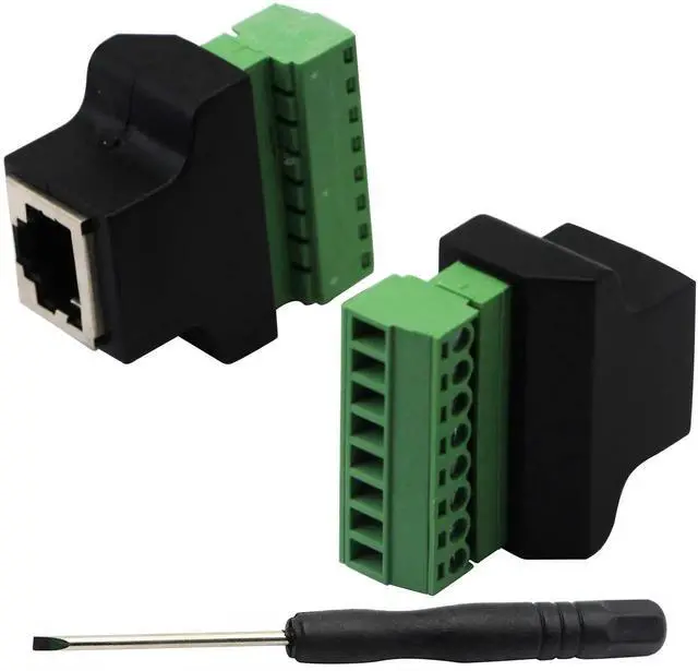 Alt view image 4 of 7 - 2 Pack RJ45 Female to 8P8C Screw Terminal Ethernet Cable, 300V 8A UTP Inline Network Connector Cord for Cat5 Cat5e Cat6 Cat7 AV CCTV DVR Wiring
