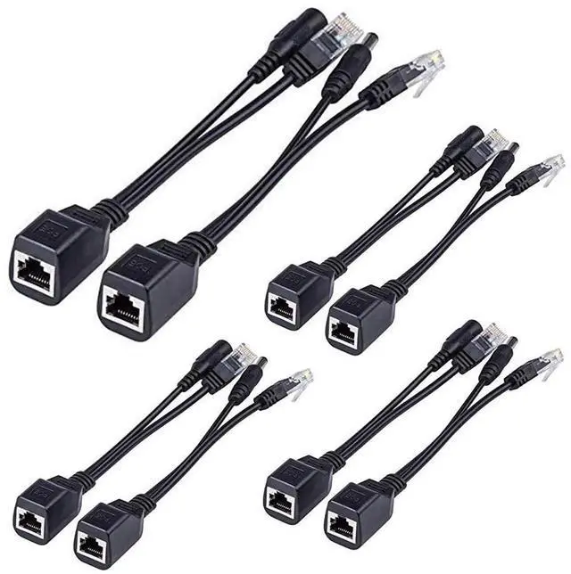 Main image of 4 Pairs Passive PoE Injector and Splitter Kit, 10/100Mbps RJ45 Power Over Ethernet Adapter Set