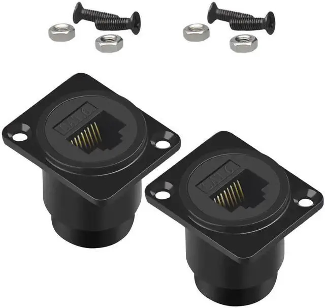 Main image of 2-Pack Cat6 RJ45 Panel Mount Pass Through Coupler, Female to Female Ethernet Bulkhead Socket for Cat5 Cat5e Cat6 Network Cable Extension