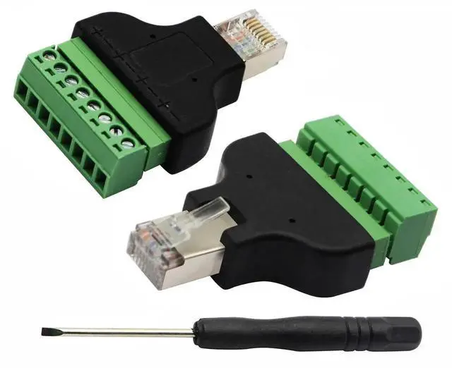 Main image of 2 Pack RJ45 Male to 8P8C Screw Terminal Ethernet Cable, 300V 8A UTP Inline Network Connector Cord for Cat5 Cat5e Cat6 Cat7 CCTV DVR AV Network Wiring