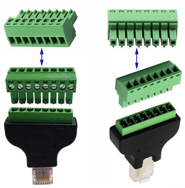Alt view image 4 of 7 - 2 Pack RJ45 Male to 8P8C Screw Terminal Ethernet Cable, 300V 8A UTP Inline Network Connector Cord for Cat5 Cat5e Cat6 Cat7 CCTV DVR AV Network Wiring