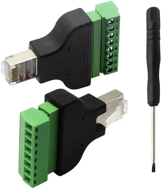 Alt view image 2 of 7 - 2 Pack RJ45 Male to 8P8C Screw Terminal Ethernet Cable, 300V 8A UTP Inline Network Connector Cord for Cat5 Cat5e Cat6 Cat7 CCTV DVR AV Network Wiring