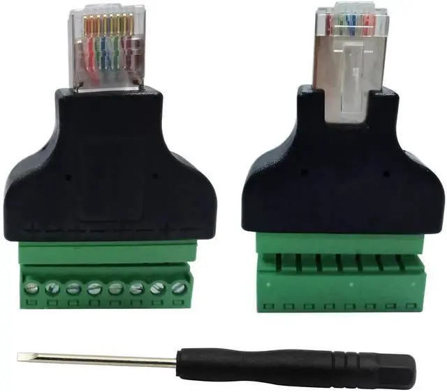 Alt view image 7 of 7 - 2 Pack RJ45 Male to 8P8C Screw Terminal Ethernet Cable, 300V 8A UTP Inline Network Connector Cord for Cat5 Cat5e Cat6 Cat7 CCTV DVR AV Network Wiring
