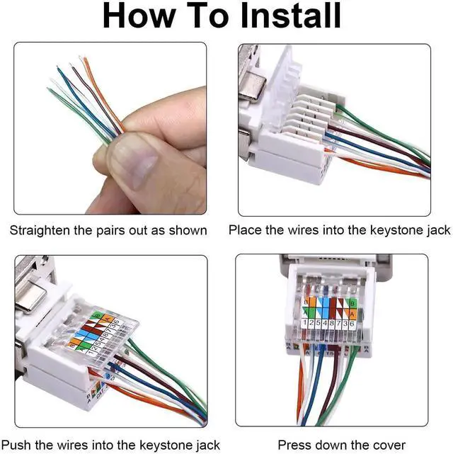 Alt view image 3 of 7 - 1Pcs Cat6 Tool-Less RJ45 Keystone Jack, D-Type No Punch Down Ethernet Modular Female Connector for Wall Plate Network Wiring