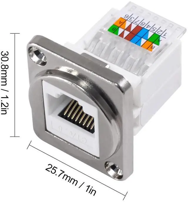 Alt view image 7 of 7 - 1Pcs Cat6 Tool-Less RJ45 Keystone Jack, D-Type No Punch Down Ethernet Modular Female Connector for Wall Plate Network Wiring