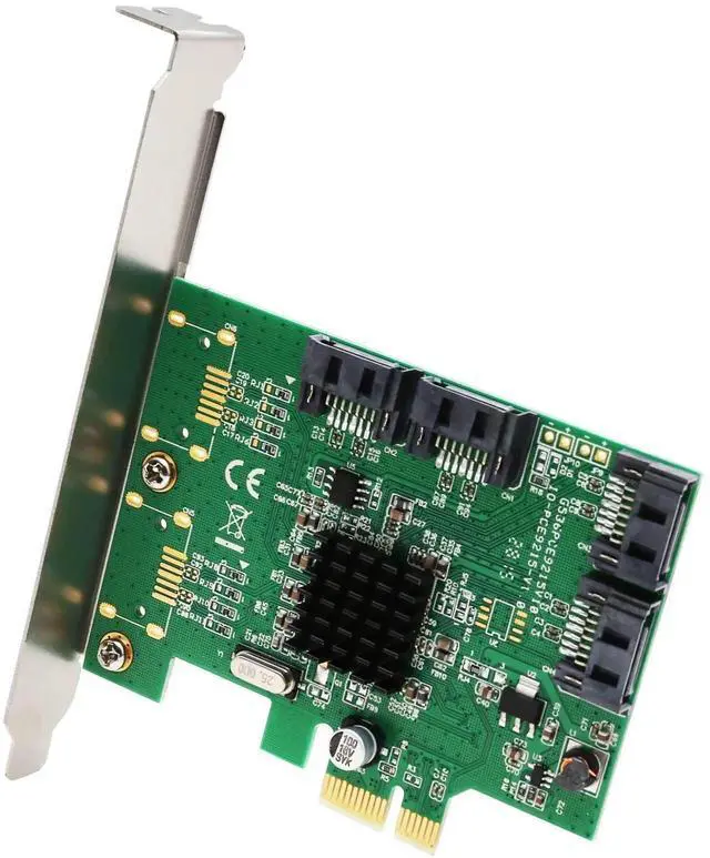 Alt view image 3 of 7 - 4 Port PCIe x1 SATA 3.0 Expansion Card 6Gbps Marvell 9215 Controller Card with Low Profile Bracket Support Windows Linux System