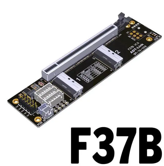 Alt view image 5 of 5 - ADT-F36B-F37B-D8S PCIe 4.0 X16 to X8 X8 MCIO Bifurcation Riser Card, 256Gbps SFF-TA-1016 Split Extender with 100cm Power Cable, Compatible with Supermicro Dell HP Lenovo ASUS Gigabyte Server Motherboa