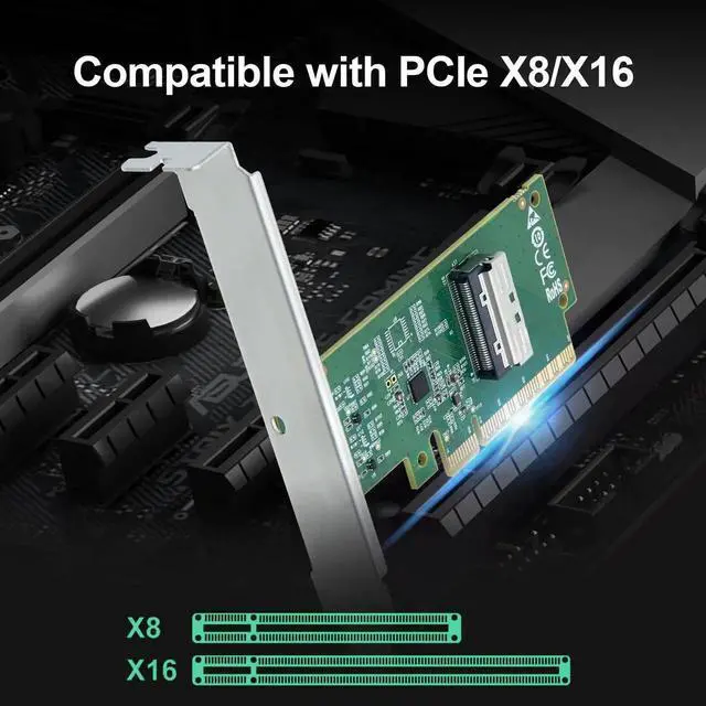 Alt view image 4 of 7 - MCIO 74Pin 8i to PCIe X8 Adapter Card, Gen5 PCIe 5.0 High Speed Server Storage Expansion Converter Card